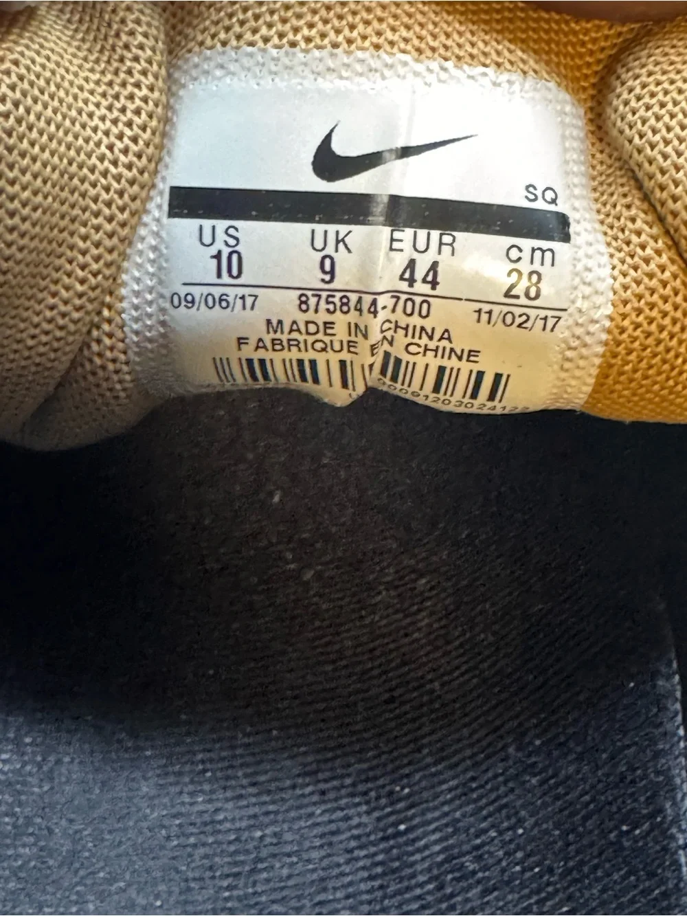 Size 10 - Nike Air Max 1 Premium Elemental Gold Low Top Men’s Shoes